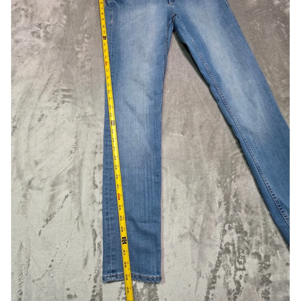 H&M &Denim Super Skinny Super Low Waist Jeans Light Wash Blue 33/32